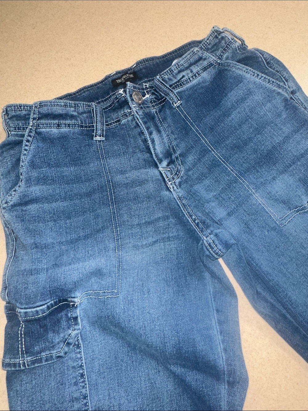 True Religion Women’s Cargo Blue Denim Jeans - Picture 5 of 7